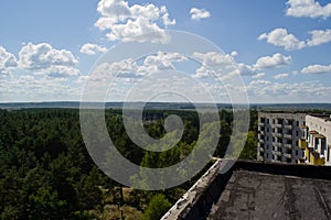 Abandoned residential buildings in village of Orbita near the Chyhyryn Nuclear Power Plant. Abandoned and destroyed.