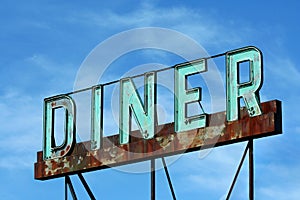 Abandoned roadside diner sign