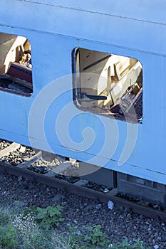 Abandoned romanian train in depot