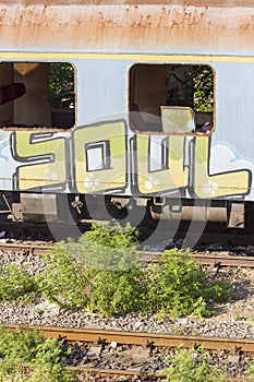 Abandoned romanian train in depot