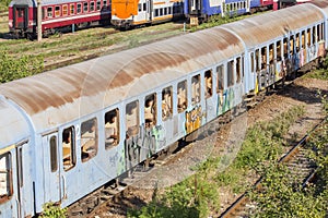 Abandoned romanian train in depot