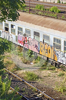 Abandoned romanian train in depot