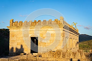 Abandoned ruin building of Termas Radium Hotel Serra da Pena in Sortelha, Portugal photo