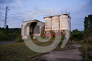 Abandoned and ruined cement factory in Abkhazia, Georgia. Echo of war