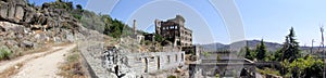 Abandoned, ruined and overgrown building of Hotel Serra da Pena, near Sortelha, Guarda District, Portugal