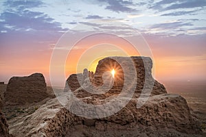 Abandoned ruins of Ayaz Kala fortress, Uzbekistan