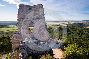 Abandoned ruins of medieval Plavecky castle in Slovakia