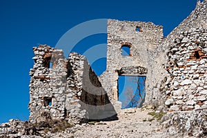 Abandoned ruins of medieval Plavecky castle in Slovakia