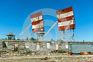 Abandoned Russian military base. Military radars, locators