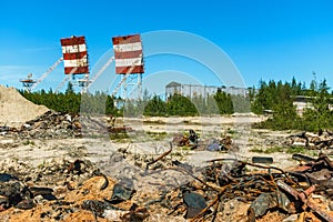 Abandoned Russian military base. Military radars, locators photo