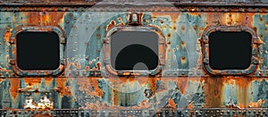 Abandoned Rusted Train Car With Three Windows