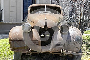 abandoned and rusty american oldsmobile