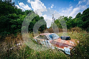 Abandoned, rusty car in the rural Shenandoah Valley, Virginia.