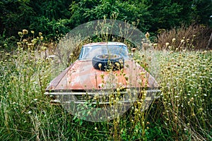 Abandoned, rusty car in the rural Shenandoah Valley, Virginia.