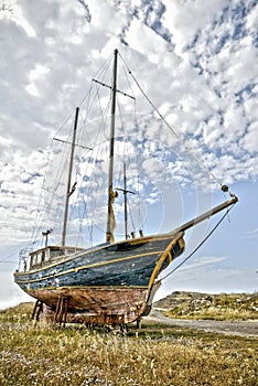 Abandoned sail boat