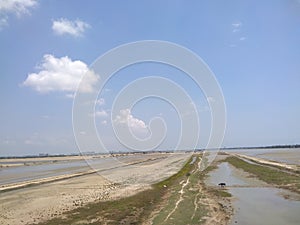 Abandoned Saltern with blue sky