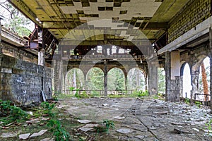 Abandoned sanatorium in Kobuleti, a high calving building on the first line