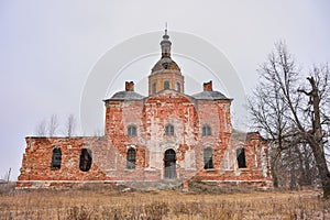 Abandoned Savior Church in Saltykovo, an inactive Christian church, an abandoned church