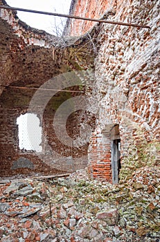 Abandoned Savior Church in Saltykovo, an inactive Christian church, the interior of an abandoned church