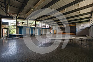 Abandoned School Cafeteria and Stage