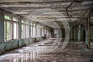 Abandoned school hall in Pripyat