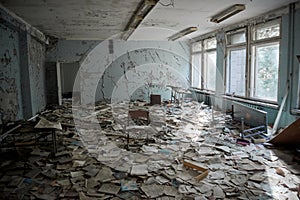 Abandoned school number 13 in the city of Pripyat, Chernobyl, Ukraine