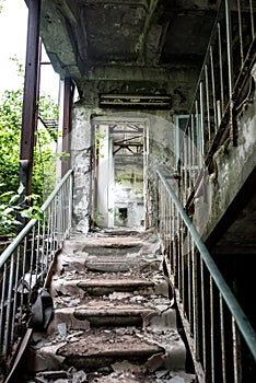 Abandoned school porch in Pripyat