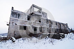 Abandoned settlement winter view