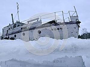 abandoned ship on ice