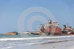 Abandoned ships cemetery on Ocean