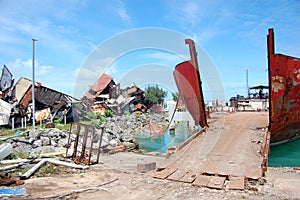 Abandoned ships at port