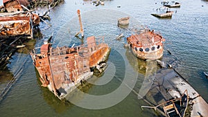 Abandoned ships from tugboat graveyard, Arthur Kill Staten Island