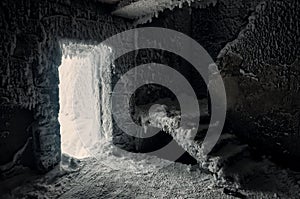 Abandoned snow-cowered stairs