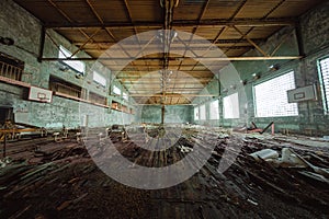 Abandoned Sport Hall in School of Pripyat Chernobyl