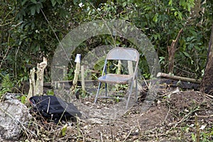 Abandoned spot in wooded area likely used by someone homeless in Bayamon Puerto Rico