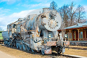 Abandoned steam locomotive. Haapsalu, Estonia