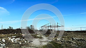 Abandoned Steel Building Frame In The Side Of The Road 2 With Garbage All Over