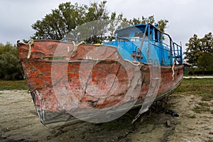 Abandoned steel ship