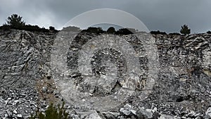 Abandoned Stone Mining Quarry, Extractive industry, Gloomy Winter Day 1