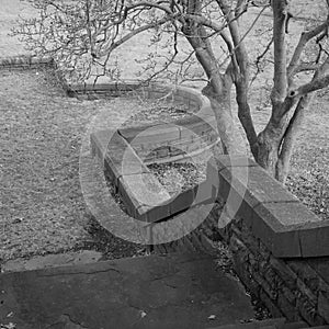 Abandoned stone steps in meadow