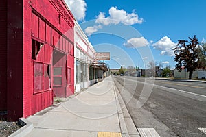 Abandoned storefronts line Main Street, Washtucna, Washington, USA