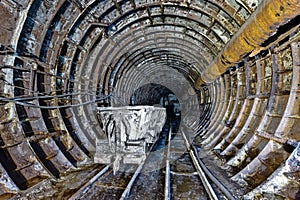 Abandoned subway tunnel in Kiev, Ukraine