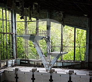 Abandoned swimming pool in Pripyat school