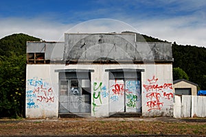 Abandoned tagged building