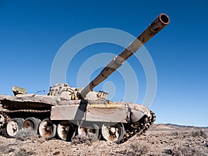 Abandoned tank in the desert