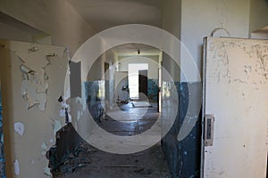 Abandoned technological interior of abuilding