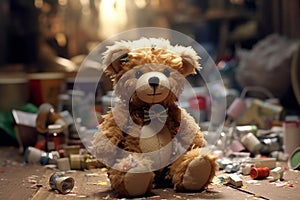 Abandoned Teddy Bear Amidst Trash