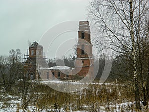 Abandoned temple in the Kaluga region of Central Russia. photo