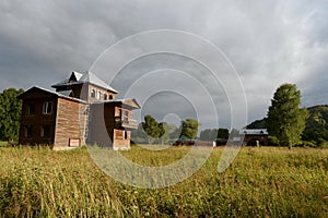 Abandoned tourist complex `Eldorado` at the mouth of the river Inya Altai Territory