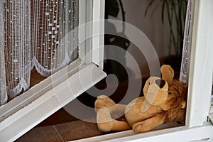 Abandoned toy, open window.
